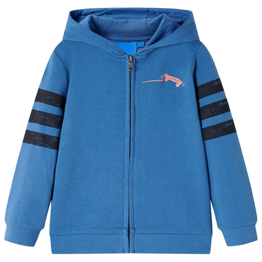 Kids' Hooded Sweatshirt with Zip Skateboard Print Blue 104