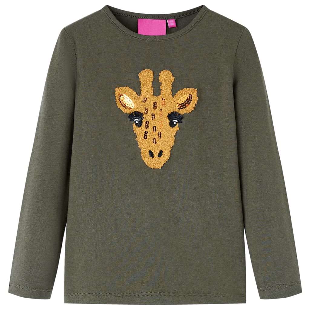 Kids' T-shirt with Long Sleeves Deer Design Khaki 92