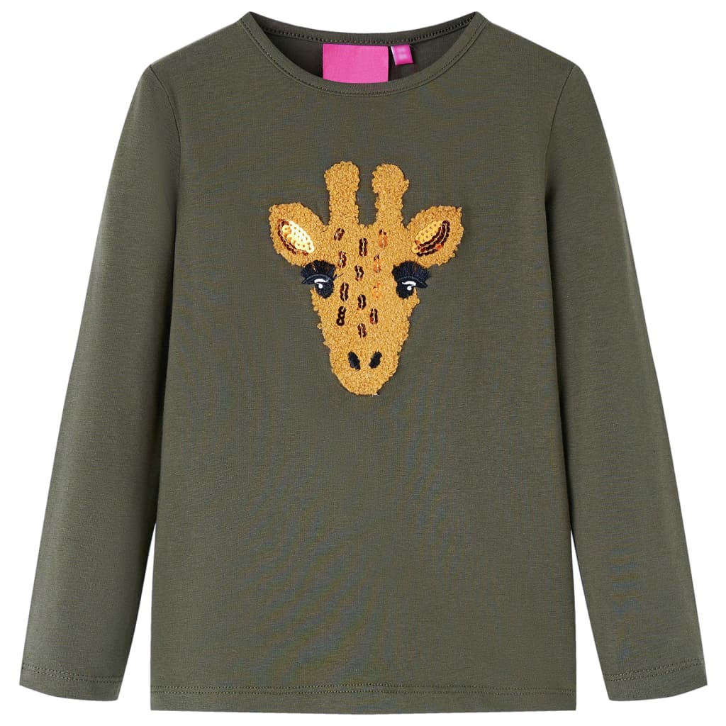 Kids' T-shirt with Long Sleeves Deer Design Khaki 116