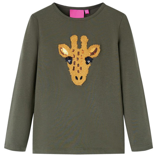 Kids' T-shirt with Long Sleeves Deer Design Khaki 116