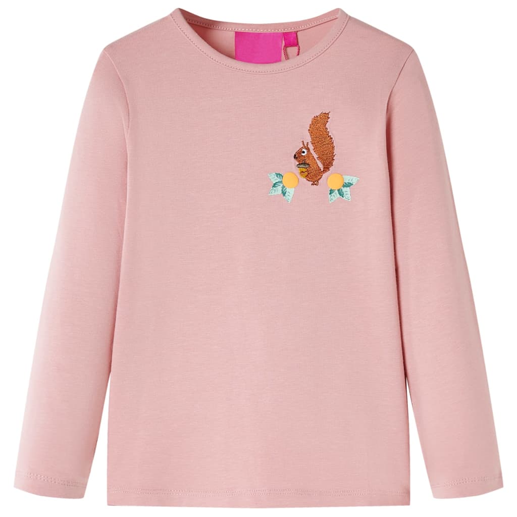 Kids' T-shirt with Long Sleeves Squirrel Design Light Pink 116