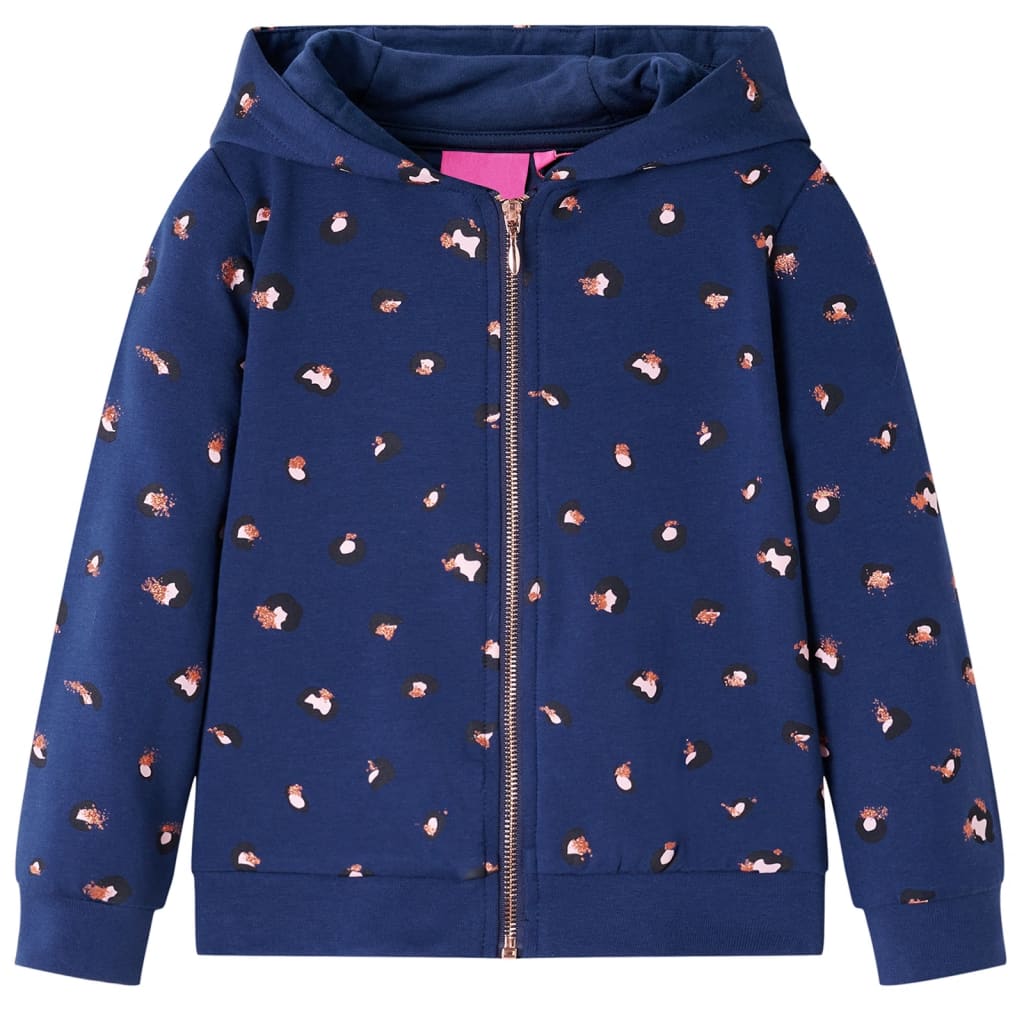 Kids' Hooded Sweatshirt Dot Print Navy Blue 116