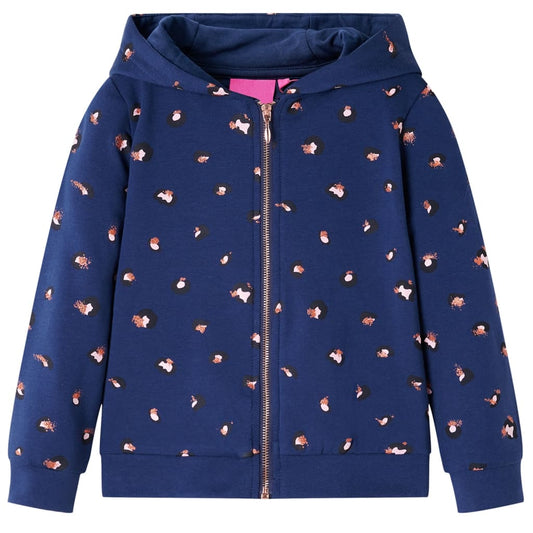 Kids' Hooded Sweatshirt Dot Print Navy Blue 116