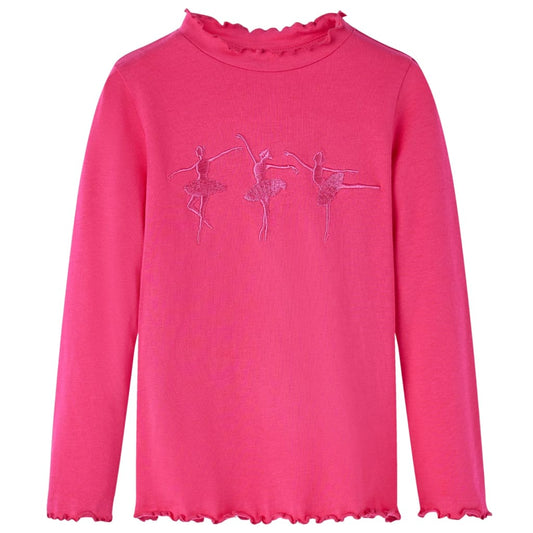 Kids' T-shirt with Long Sleeves Ballerina Girls Design Bright Pink 92