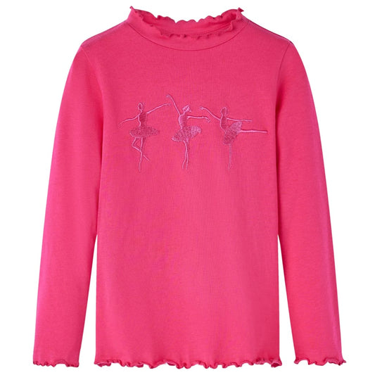 Kids' T-shirt with Long Sleeves Ballerina Girls Design Bright Pink 116