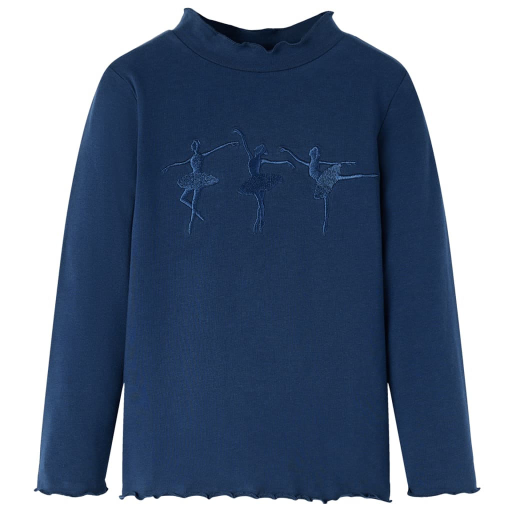 Kids' T-shirt with Long Sleeves Ballerina Girls Design Navy Blue 92