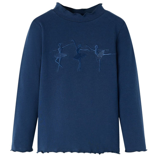 Kids' T-shirt with Long Sleeves Ballerina Girls Design Navy Blue 104