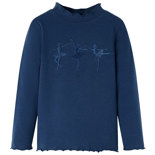 Kids' T-shirt with Long Sleeves Ballerina Girls Design Navy Blue 128