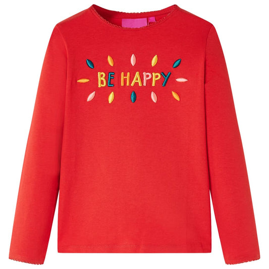 Kids' T-shirt with Long Sleeves Words 3D Design Red 92