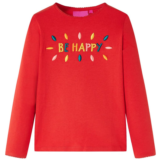 Kids' T-shirt with Long Sleeves Words 3D Design Red 116