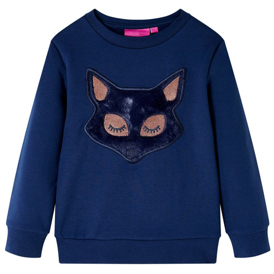 Kids' Sweatshirt with Furry Fox Design Navy Blue 116
