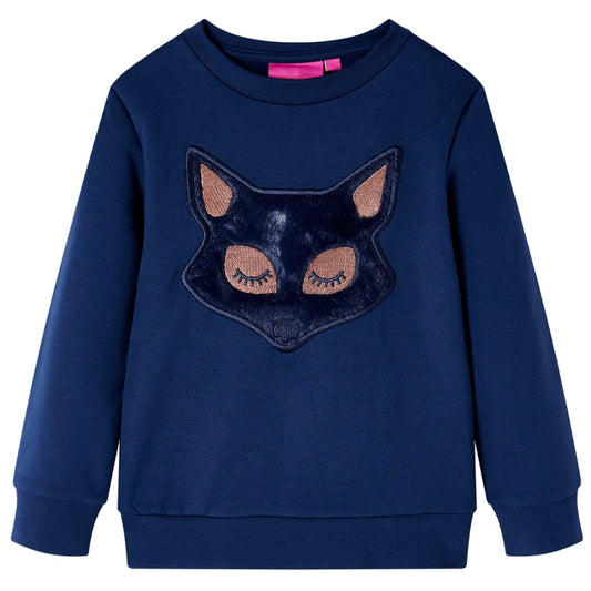 Kids' Sweatshirt with Furry Fox Design Navy Blue 140