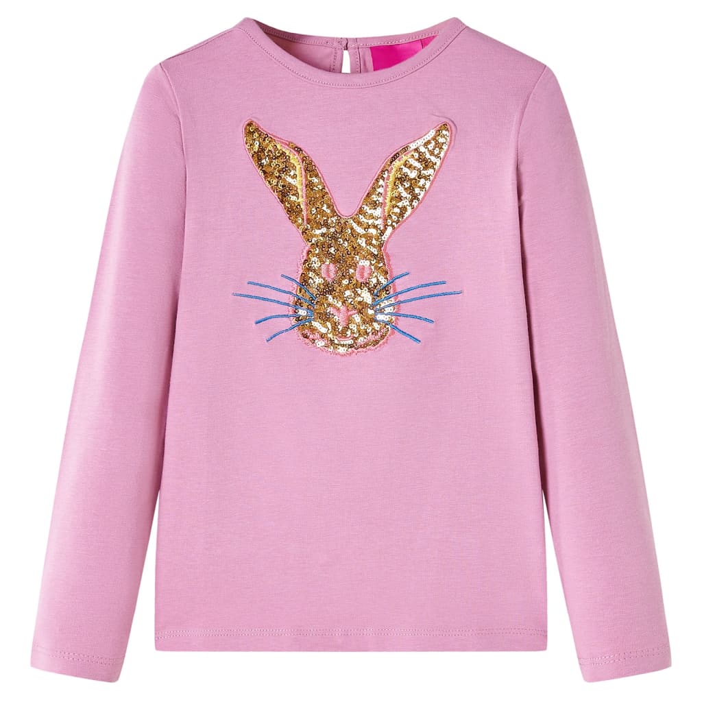 Kids' T-shirt with Long Sleeves Rabbit Print Burnt Pink 92