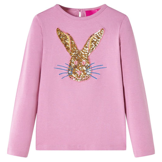 Kids' T-shirt with Long Sleeves Rabbit Print Burnt Pink 104