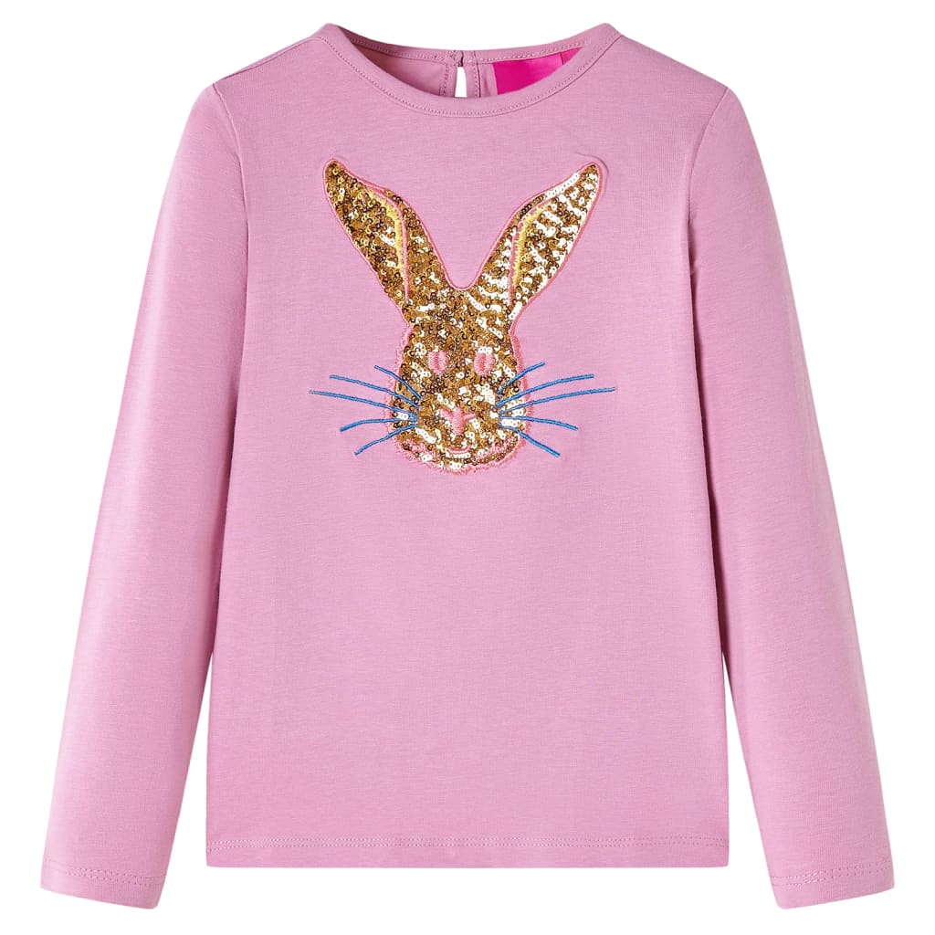 Kids' T-shirt with Long Sleeves Rabbit Print Burnt Pink 128