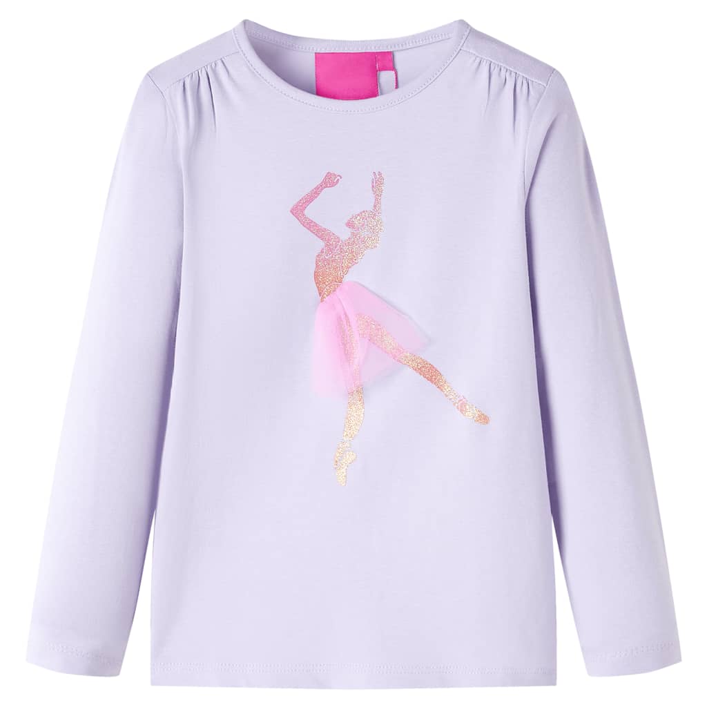 Kids' T-shirt with Long Sleeves Ballerina Girl Print Light Lilac 128