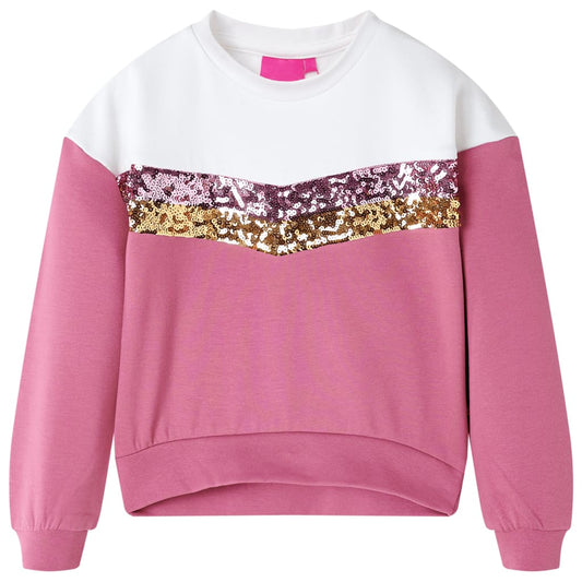 Kids' Sweatshirt with Sequined Stripes Raspberry 92