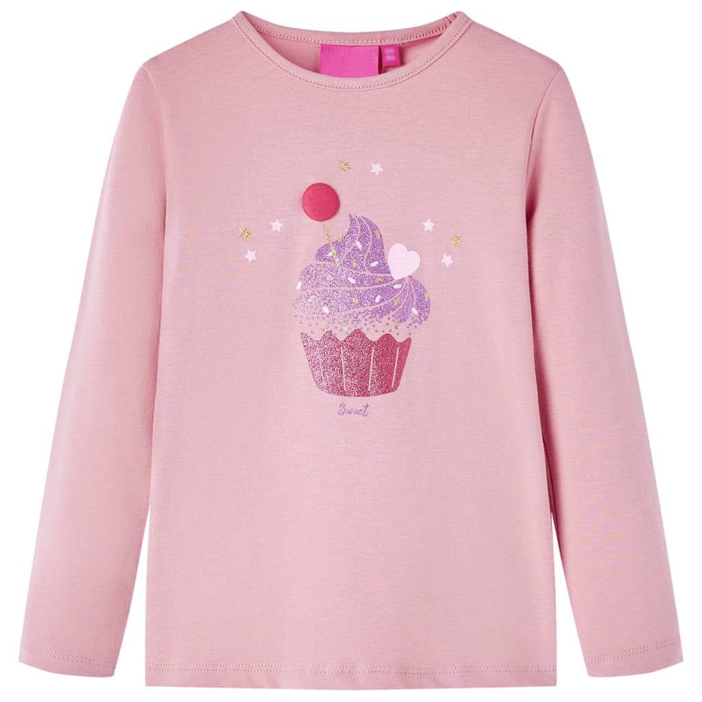 Kids' T-shirt with Long Sleeves Ice Cream Print Light Pink 116