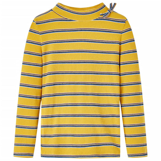 Kids' T-shirt with Long Sleeves Striped Ochre 116