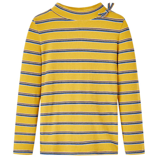 Kids' T-shirt with Long Sleeves Striped Ochre 140