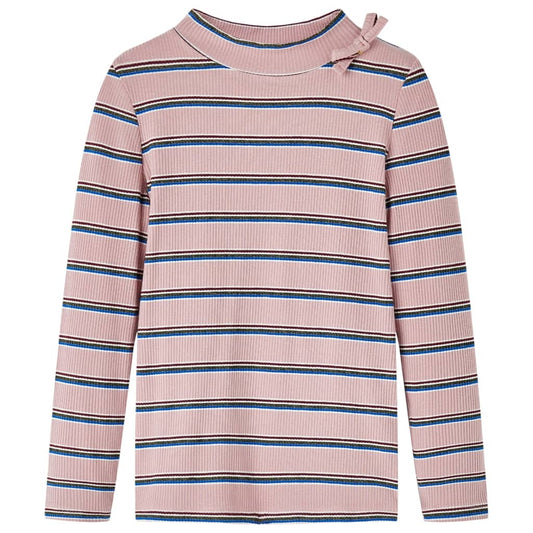 Kids' T-shirt with Long Sleeves Striped Light Pink 128