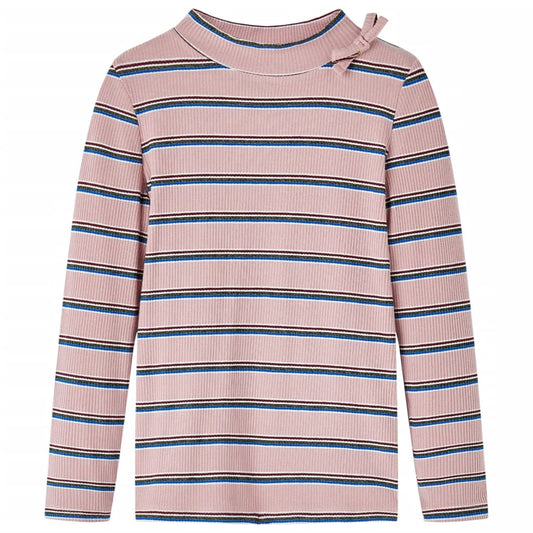 Kids' T-shirt with Long Sleeves Striped Light Pink 140