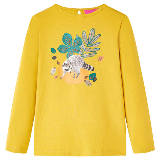 Kids' T-shirt with Long Sleeves Animal Print Ochre 92