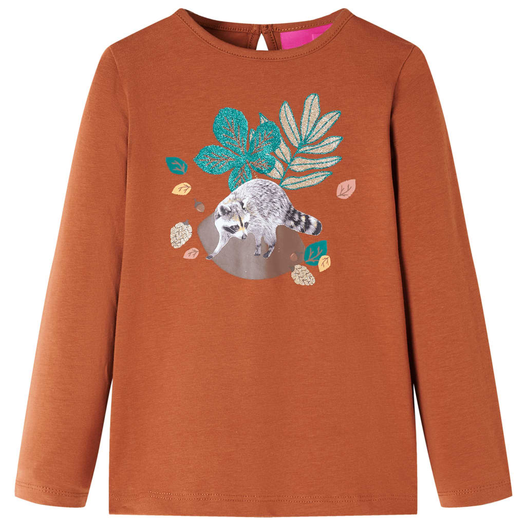 Kids' T-shirt with Long Sleeves Animal Print Cognac 92