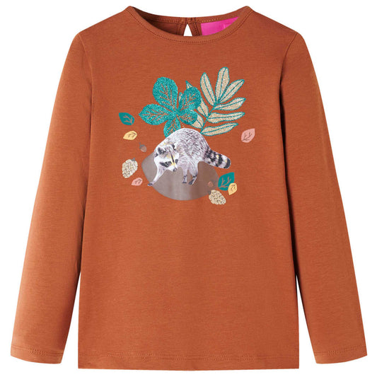 Kids' T-shirt with Long Sleeves Animal Print Cognac 104