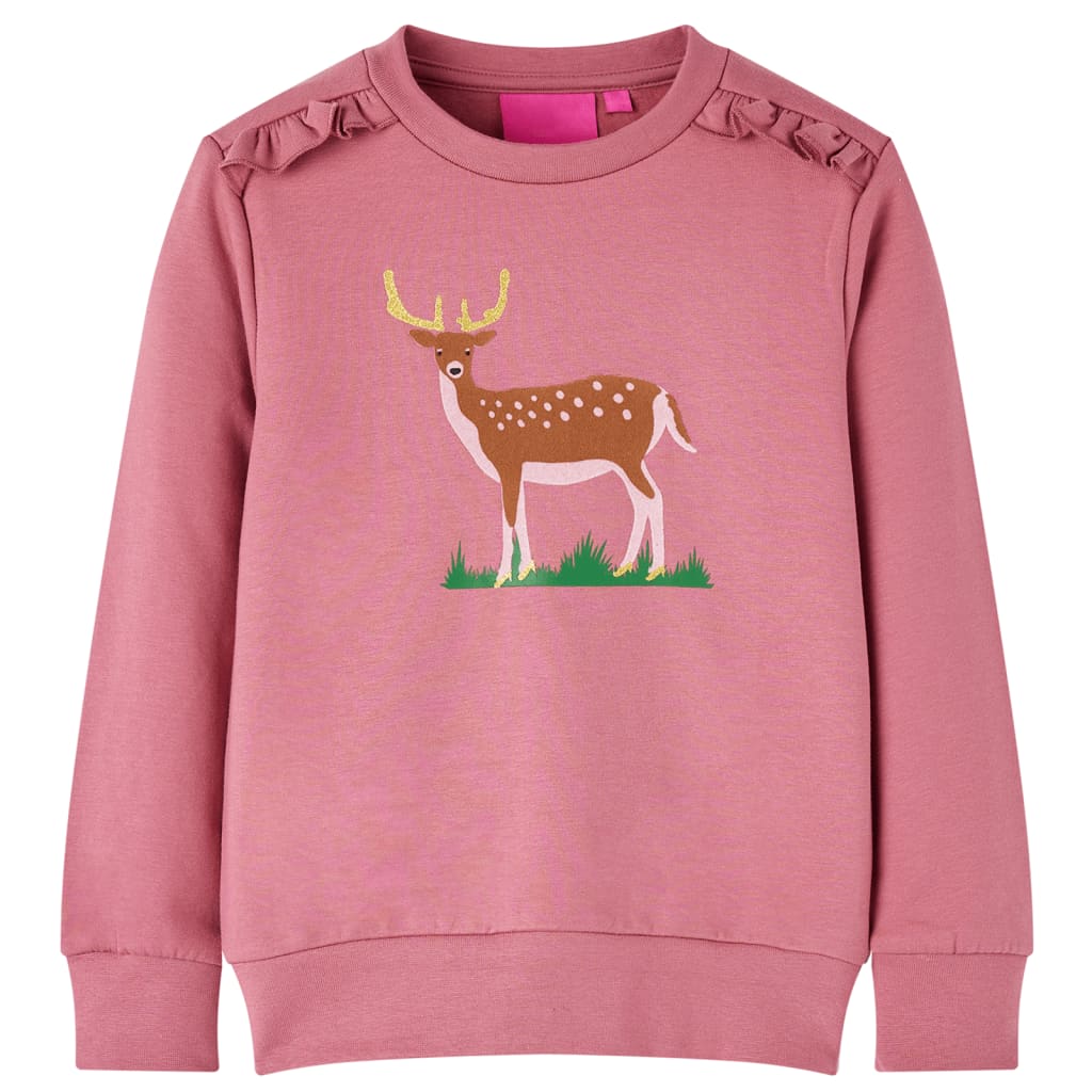 Kids' Sweatshirt Deer Print Raspberry 116