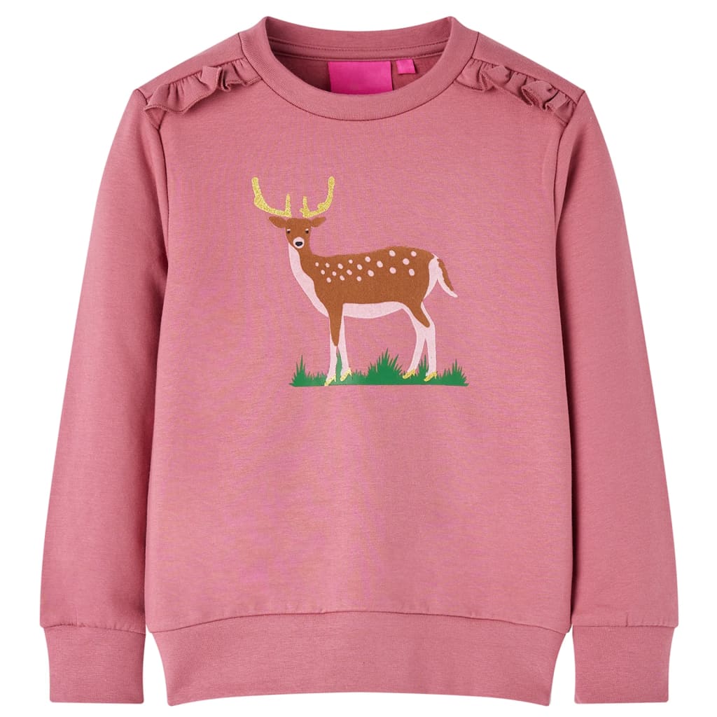 Kids' Sweatshirt Deer Print Raspberry 140