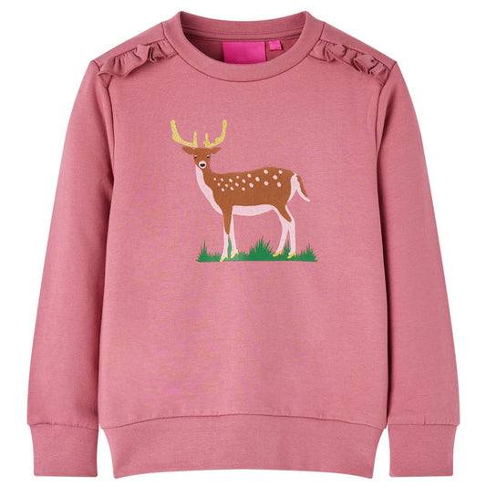 Kids' Sweatshirt Deer Print Raspberry 140