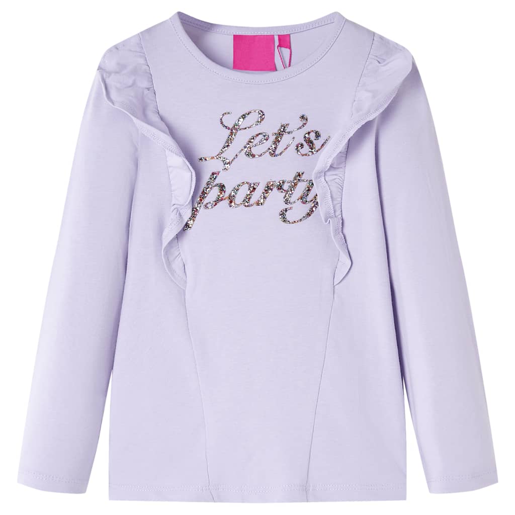Kids' T-shirt with Long Sleeves Glitter Print Light Lilac 104