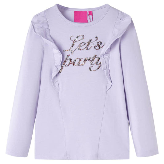 Kids' T-shirt with Long Sleeves Glitter Print Light Lilac 104