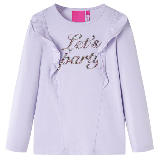 Kids' T-shirt with Long Sleeves Glitter Print Light Lilac 128