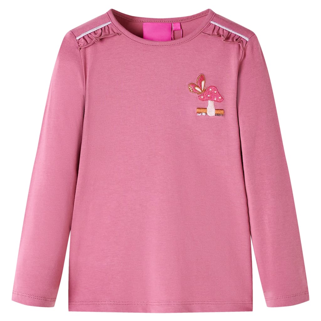Kids' T-shirt with Long Sleeves Mushroom Design Raspberry 128