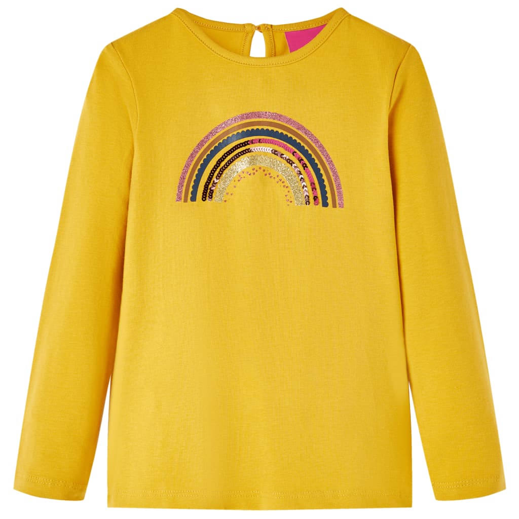 Kids' T-shirt with Long Sleeves Rainbow Print Ochre 92