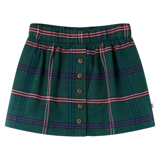 Kids' Skirt Plaid Pattern Dark Green 128