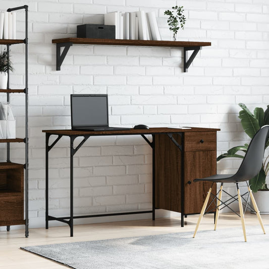 vidaXL Computer Desk Brown Oak 131x48x75 cm Engineered Wood