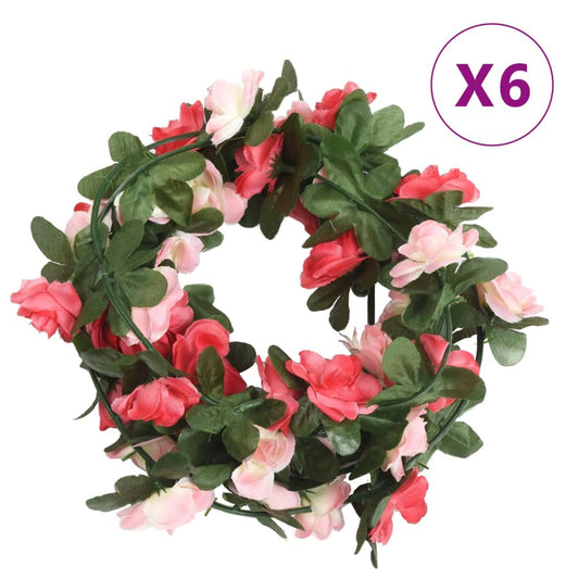 vidaXL Artificial Flower Garlands 6 pcs Spring Rose 250 cm