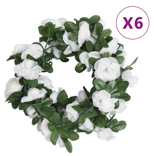 vidaXL Artificial Flower Garlands 6 pcs Spring White 250 cm
