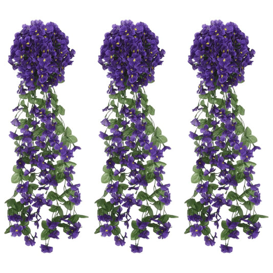 vidaXL Artificial Flower Garlands 3 pcs Dark Purple 85 cm