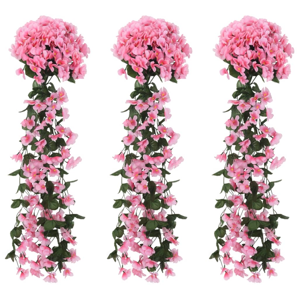 vidaXL Artificial Flower Garlands 3 pcs Pink 85 cm