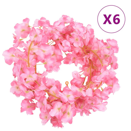 vidaXL Artificial Flower Garlands 6 pcs Dark Pink 180 cm