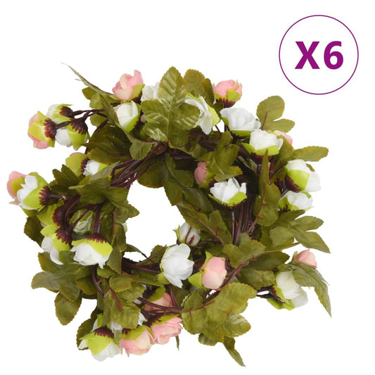 vidaXL Artificial Flower Garlands 6 pcs Champagne 215 cm