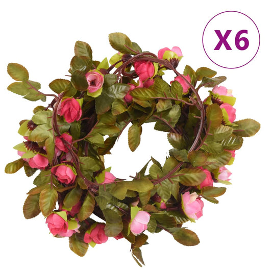 vidaXL Artificial Flower Garlands 6 pcs Rose 215 cm