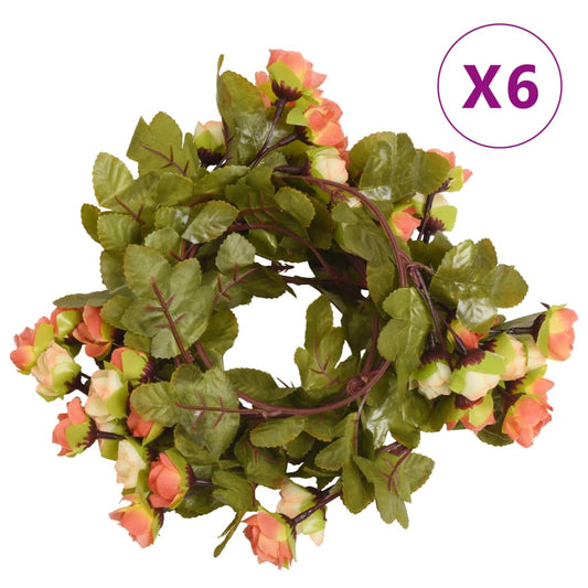 vidaXL Artificial Flower Garlands 6 pcs Sunset Red 215 cm