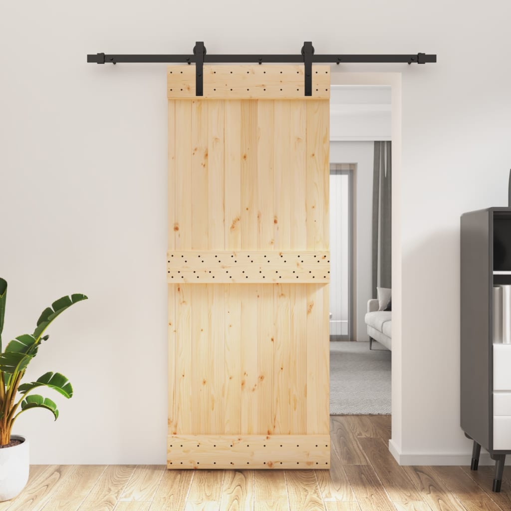 vidaXL Sliding Door with Hardware Set 85x210 cm Solid Wood Pine