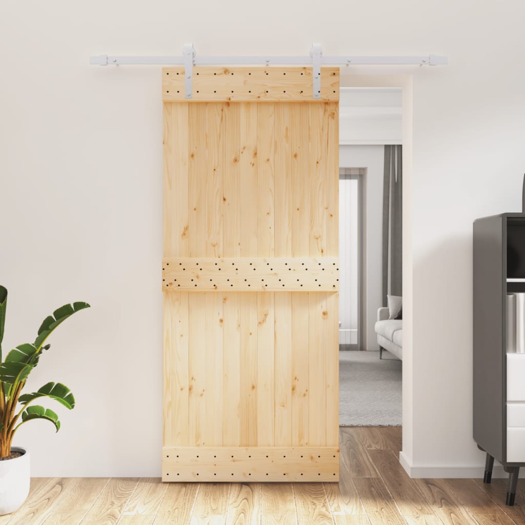 vidaXL Sliding Door with Hardware Set 90x210 cm Solid Wood Pine