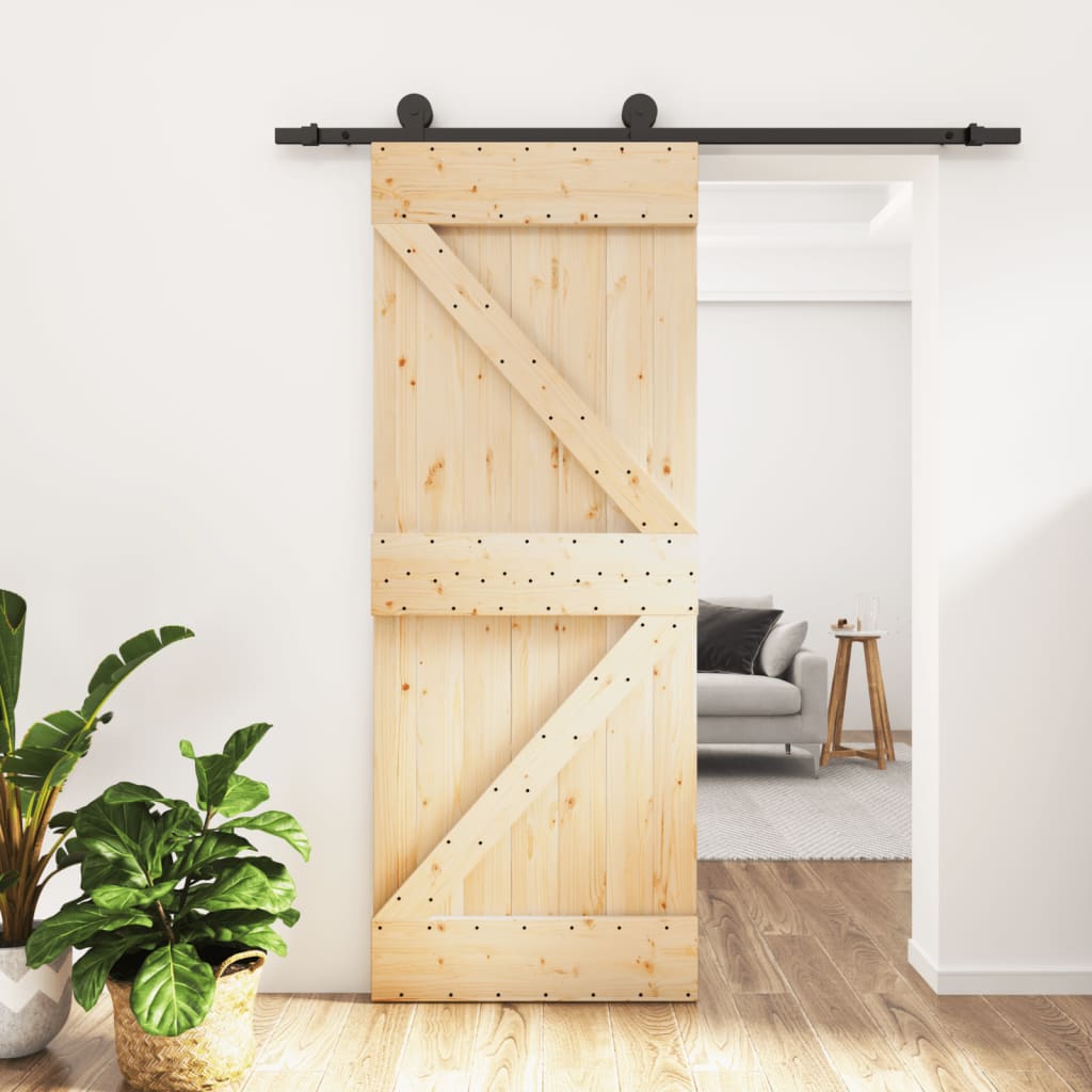 vidaXL Sliding Door with Hardware Set 85x210 cm Solid Wood Pine